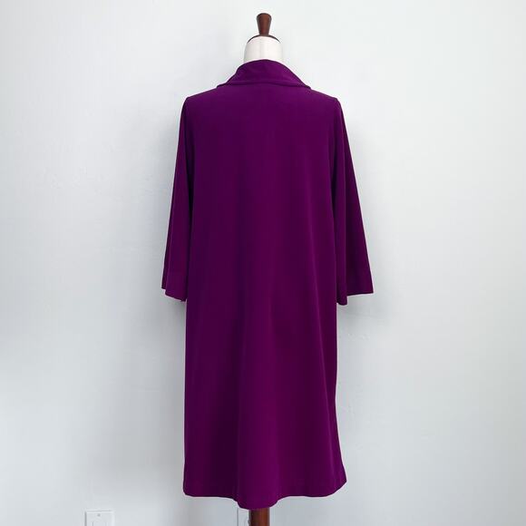 Vintage ILGWU 60s/70s Purple Snap Front Collared Housecoat Robe - Picture 6 of 8